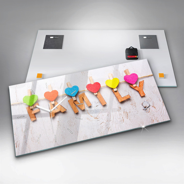 Glass wall clock rectangular The inscription family