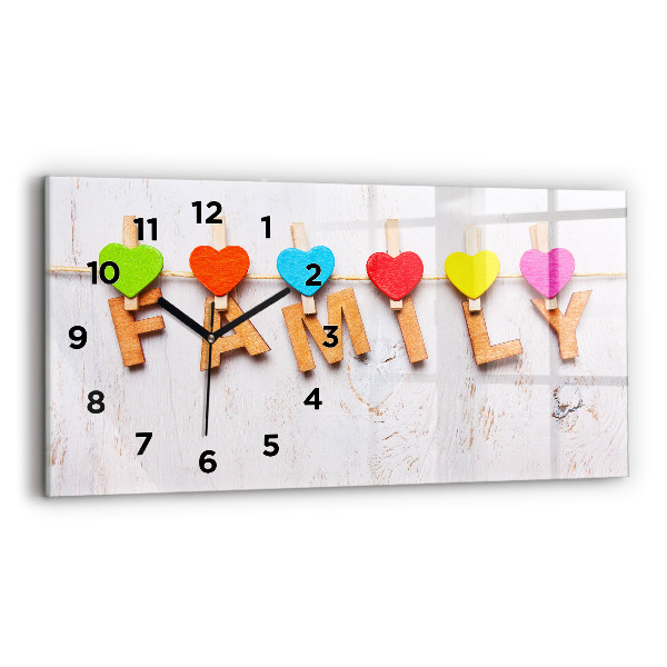 Glass wall clock rectangular The inscription family