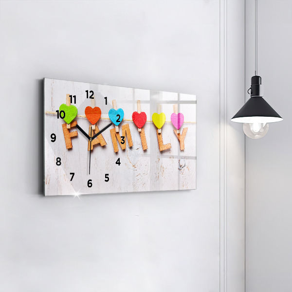Glass wall clock rectangular The inscription family