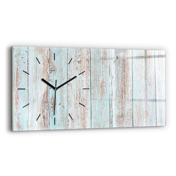 Glass wall clock rectangular Pastel Wood