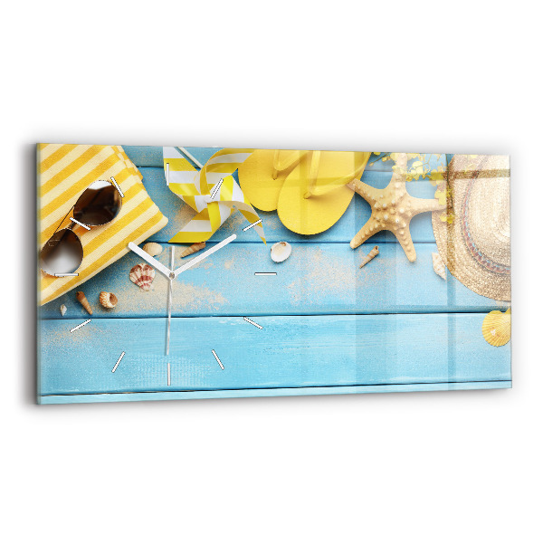 Glass wall clock rectangular Beach accessories