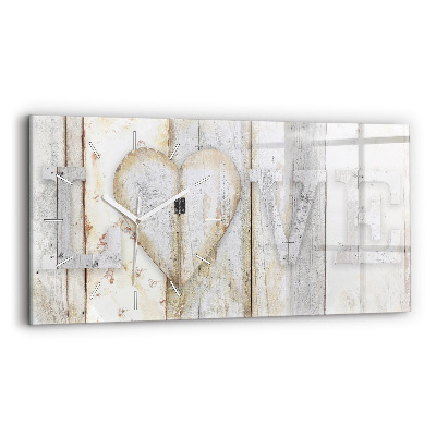 Glass wall clock rectangular The inscription love
