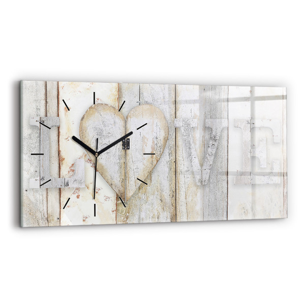 Glass wall clock rectangular The inscription love