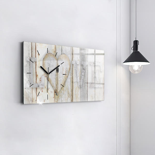 Glass wall clock rectangular The inscription love