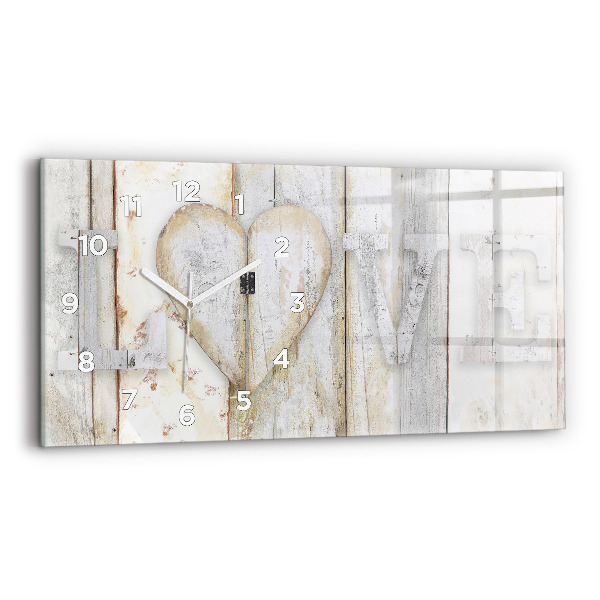Glass wall clock rectangular The inscription love