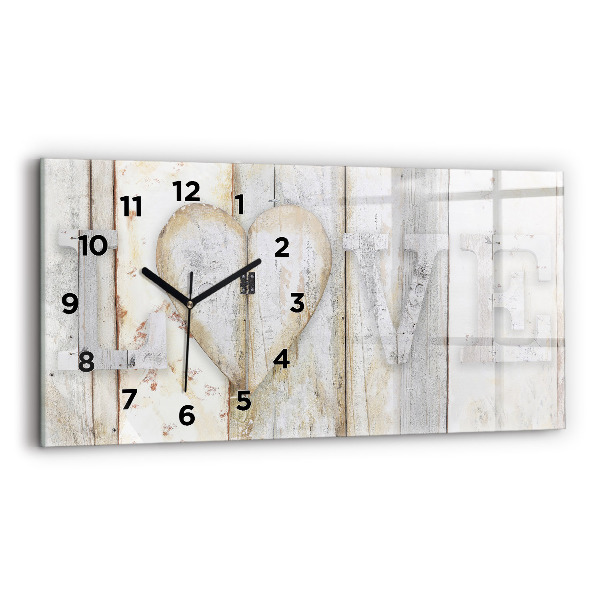 Glass wall clock rectangular The inscription love