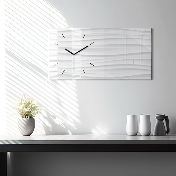Glass wall clock rectangular Waves texture