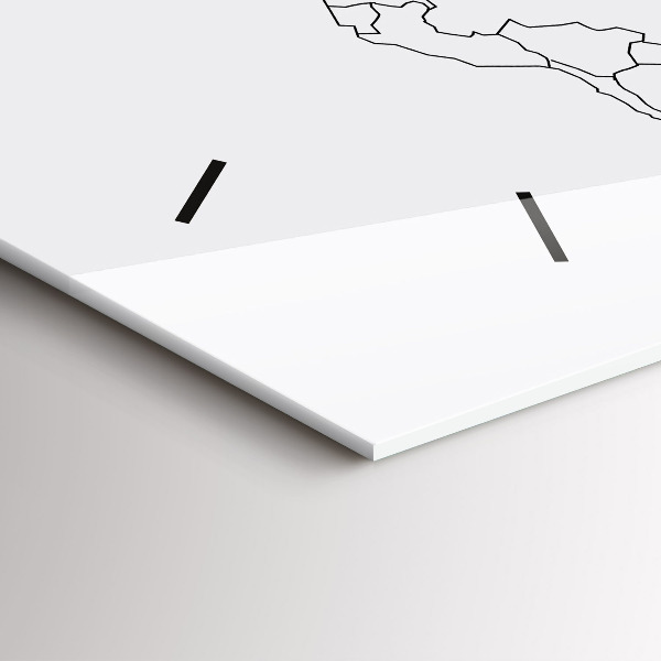 Glass wall clock rectangular Outline map of the world