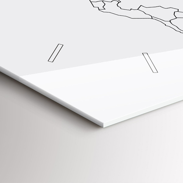 Glass wall clock rectangular Outline map of the world