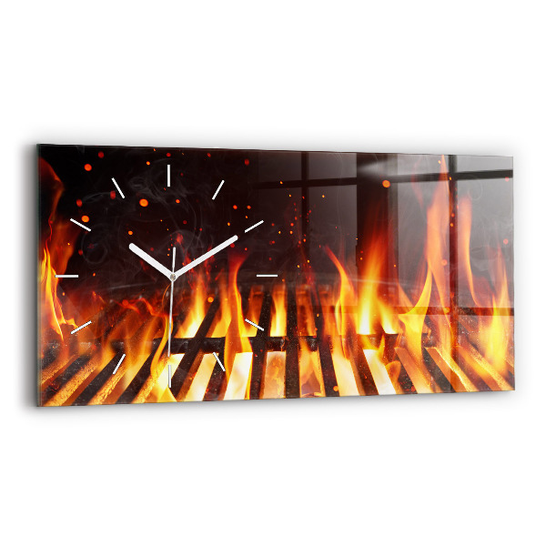 Glass wall clock rectangular Grill