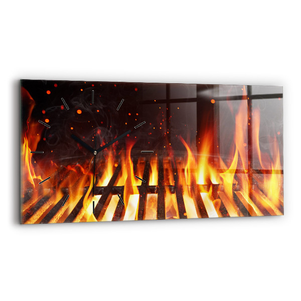 Glass wall clock rectangular Grill