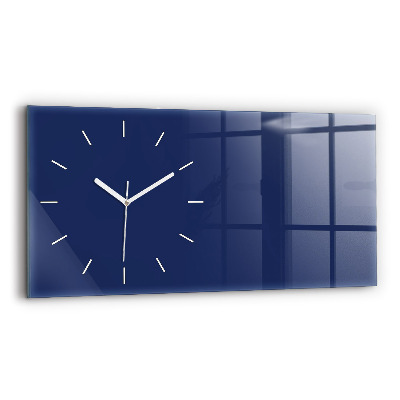 Glass wall clock rectangular Navy blue color