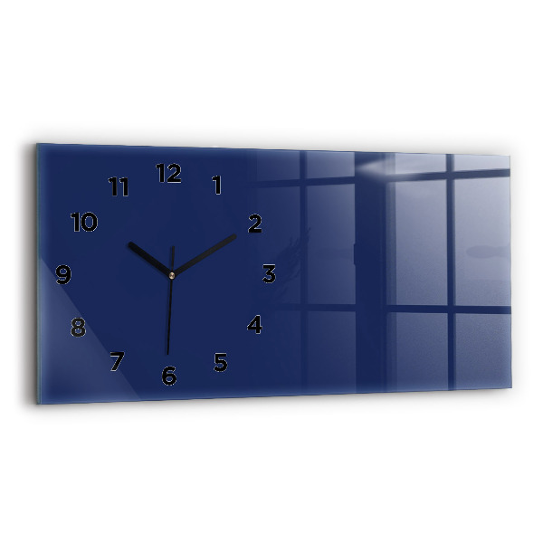 Glass wall clock rectangular Navy blue color