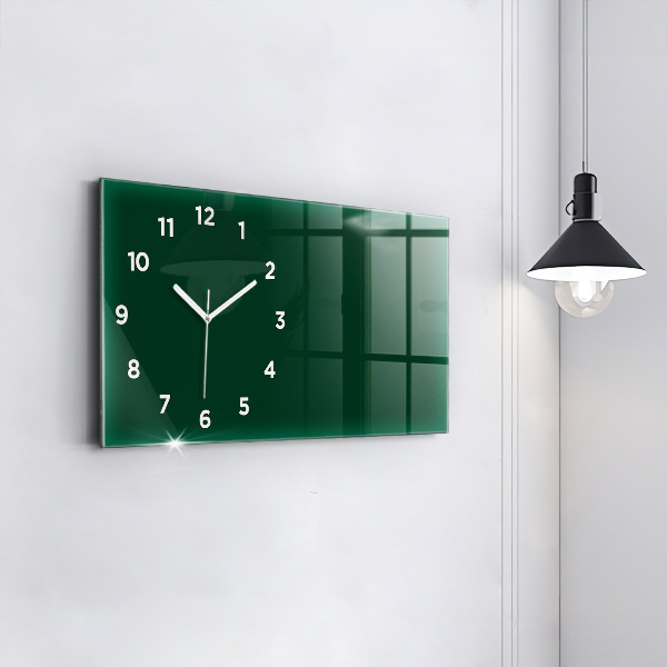 Glass wall clock rectangular Color bottle green