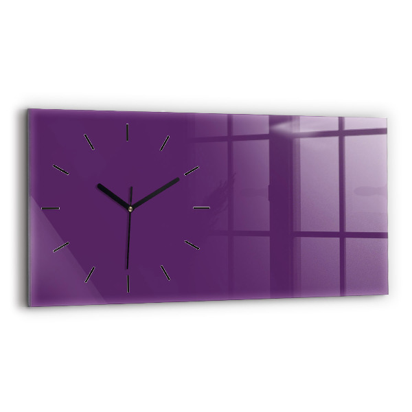 Glass wall clock rectangular Violet
