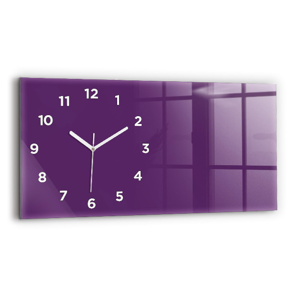 Glass wall clock rectangular Violet
