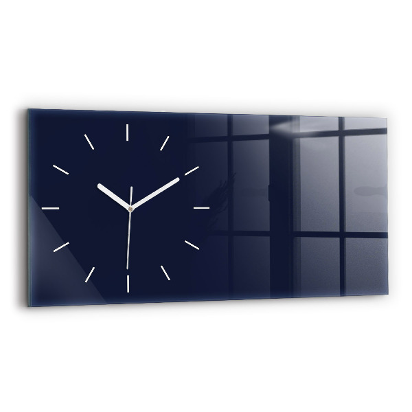 Glass wall clock rectangular Color dark navy blue