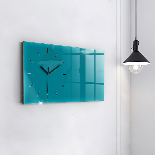 Glass wall clock rectangular Sea color