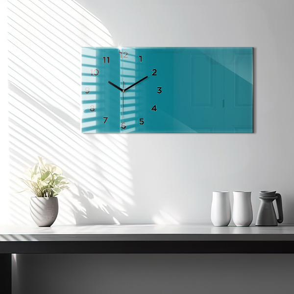 Glass wall clock rectangular Sea color