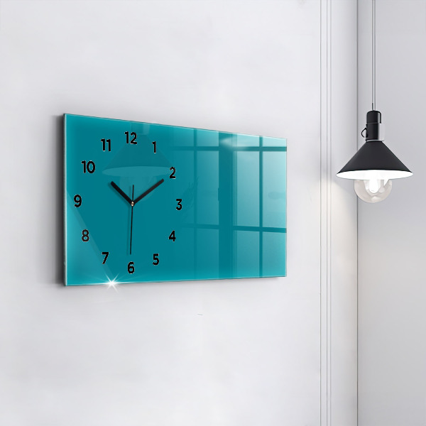 Glass wall clock rectangular Sea color