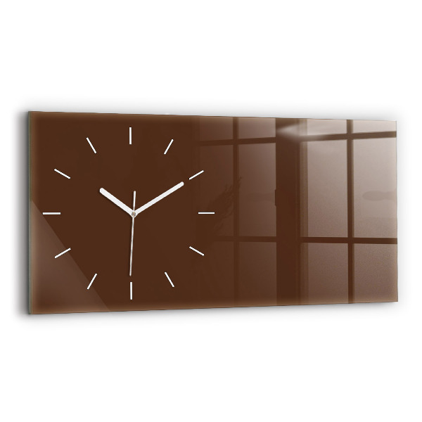 Glass wall clock rectangular Brown color