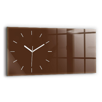 Glass wall clock rectangular Brown color