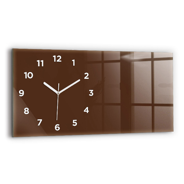 Glass wall clock rectangular Brown color