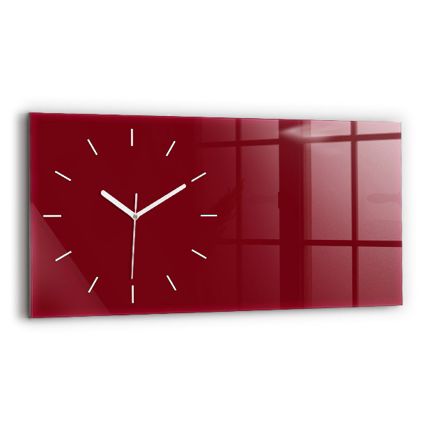 Glass wall clock rectangular Burgundy color