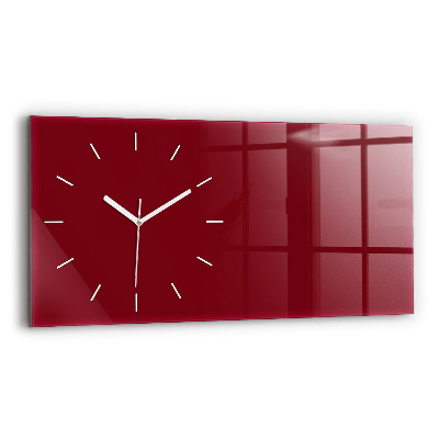Glass wall clock rectangular Burgundy color