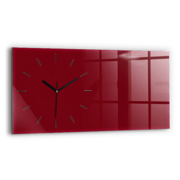 Glass wall clock rectangular Burgundy color