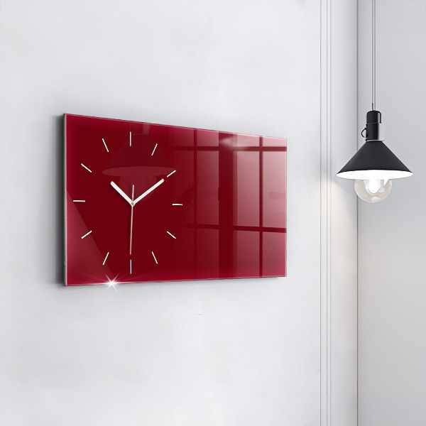 Glass wall clock rectangular Burgundy color