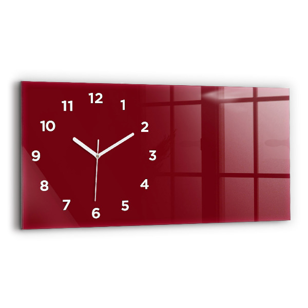 Glass wall clock rectangular Burgundy color