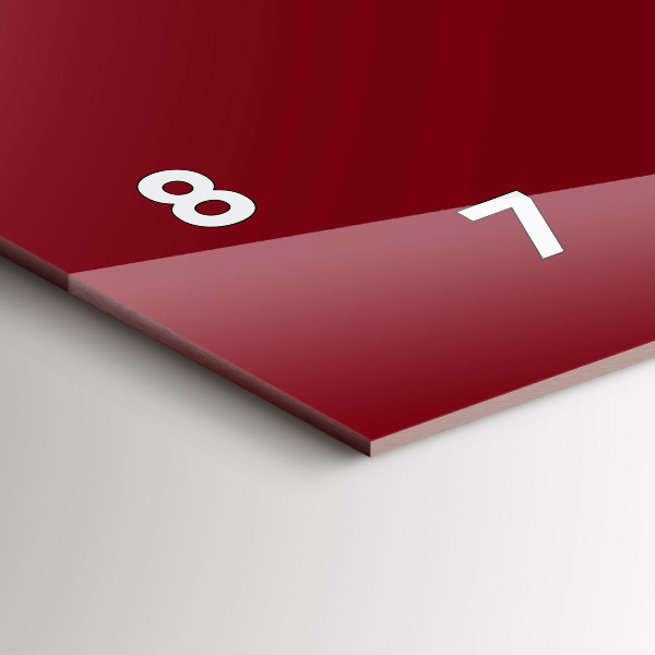 Glass wall clock rectangular Burgundy color