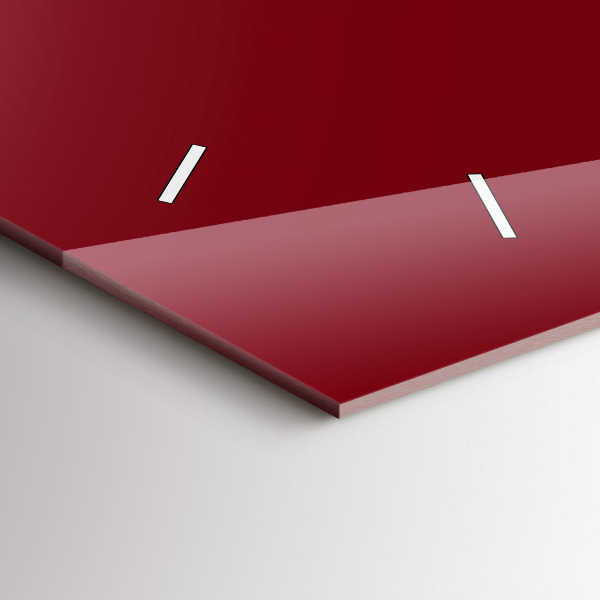 Glass wall clock rectangular Burgundy color