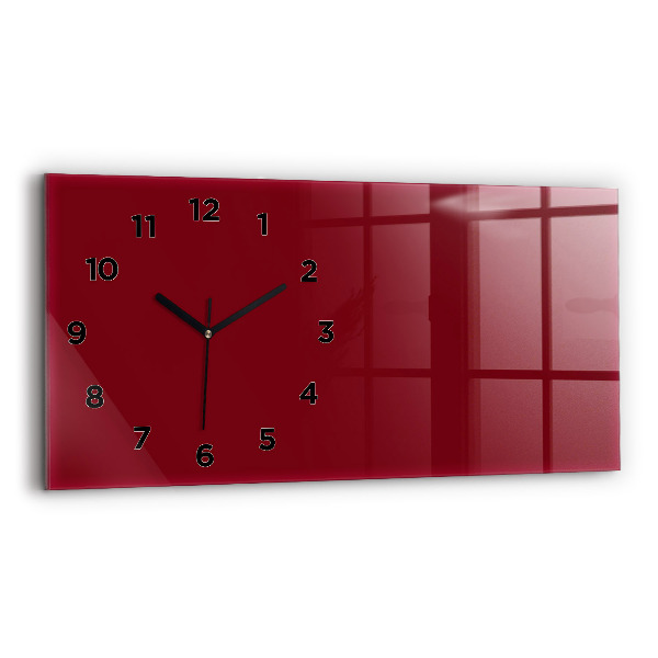 Glass wall clock rectangular Burgundy color