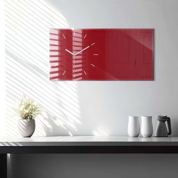 Glass wall clock rectangular Red color