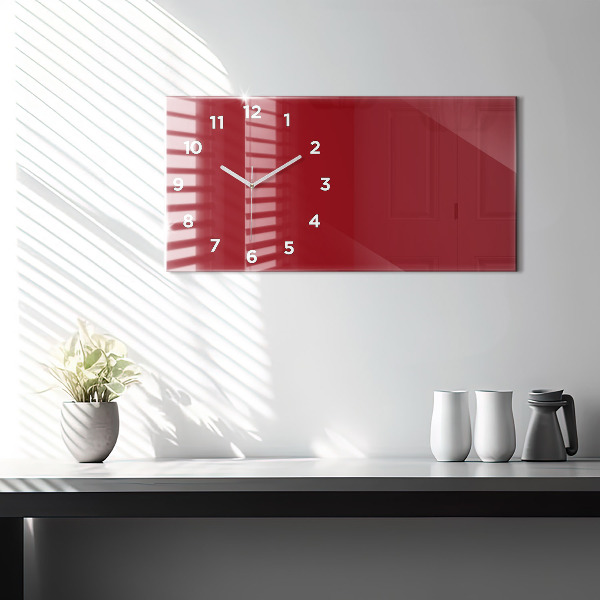 Glass wall clock rectangular Red color