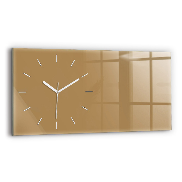 Glass wall clock rectangular Color dark beige