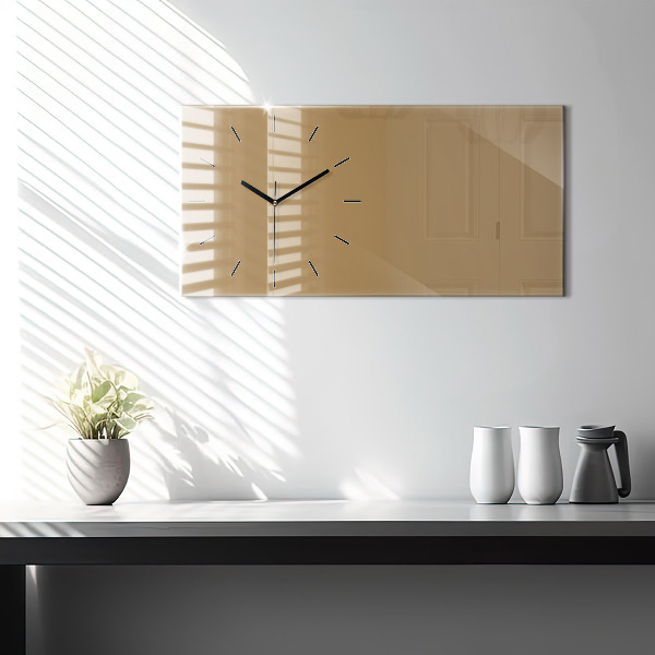 Glass wall clock rectangular Color dark beige