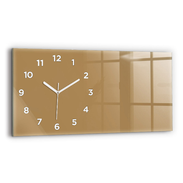 Glass wall clock rectangular Color dark beige