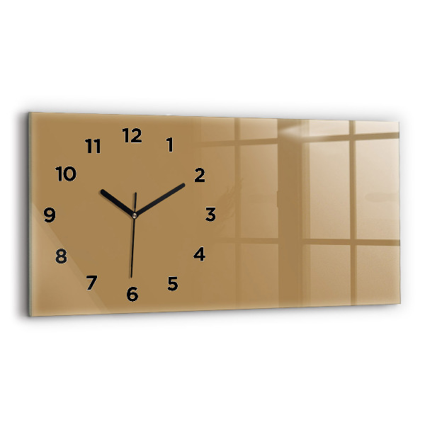 Glass wall clock rectangular Color dark beige