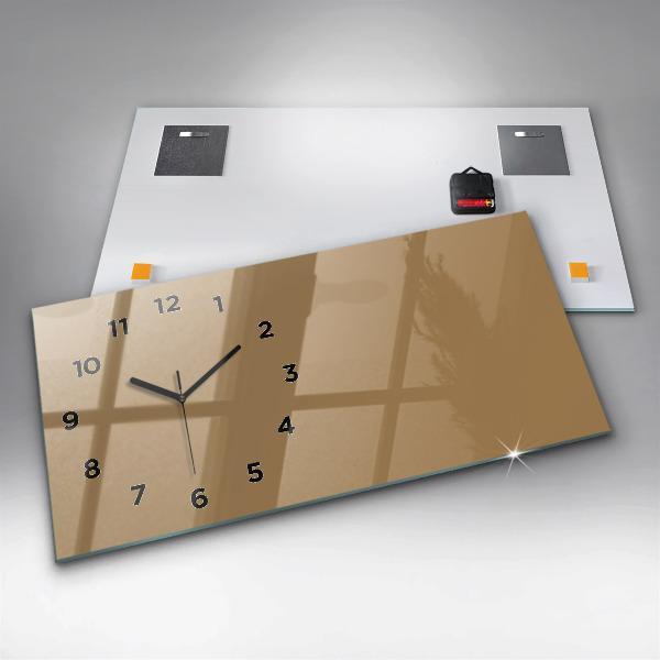 Glass wall clock rectangular Color dark beige