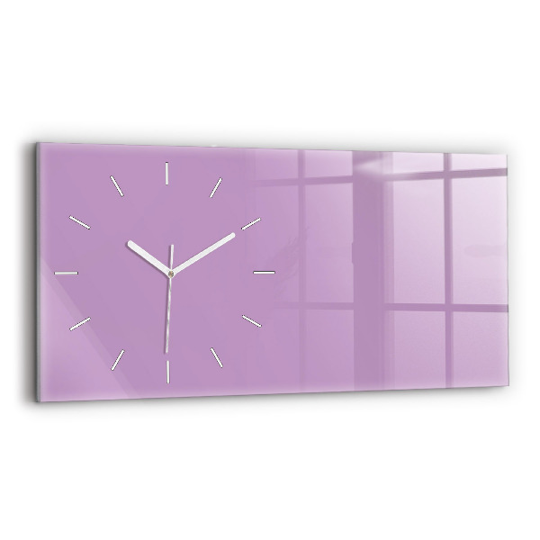 Glass wall clock rectangular Lilac color