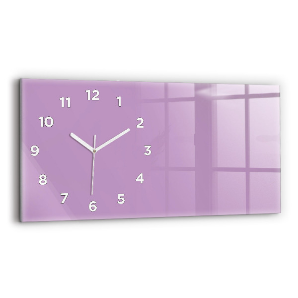 Glass wall clock rectangular Lilac color