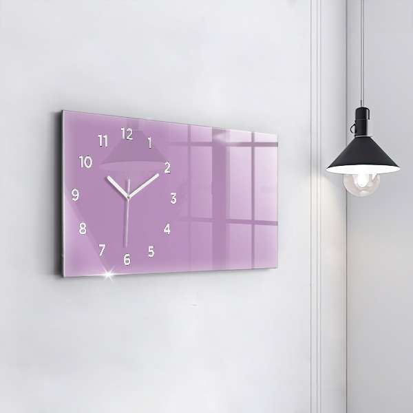 Glass wall clock rectangular Lilac color
