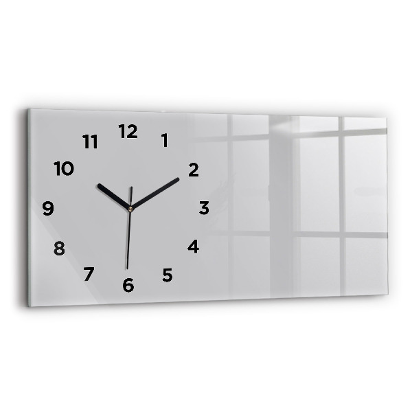 Glass wall clock rectangular Color light gray