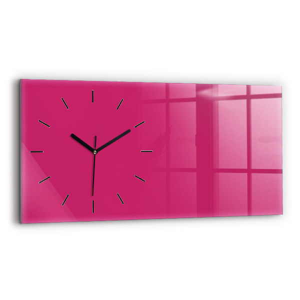 Glass wall clock rectangular Color strong pink