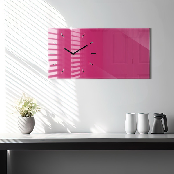 Glass wall clock rectangular Color strong pink