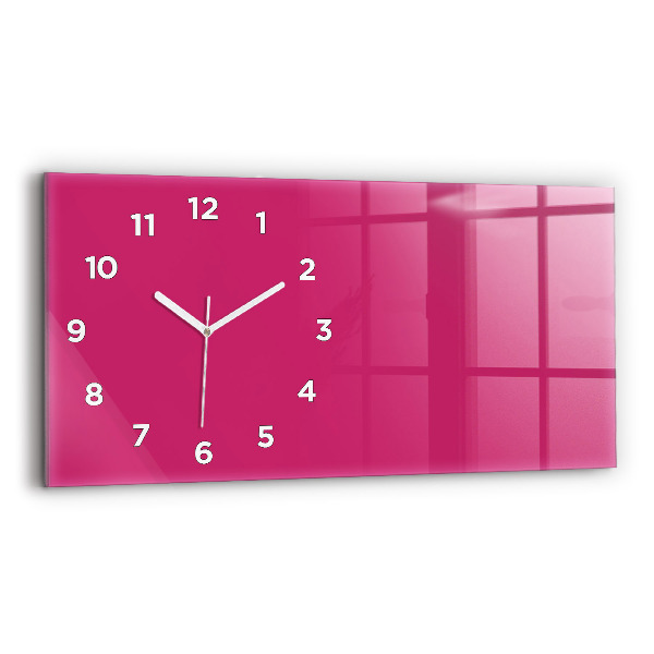 Glass wall clock rectangular Color strong pink