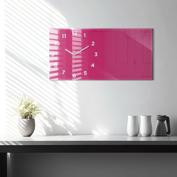 Glass wall clock rectangular Color strong pink